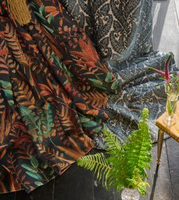 Bracken Embroidered Fabric by Clarke & Clarke Russet/Aqua