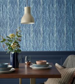 Bramble Bead Wallpaper by 1838 Wallcoverings Blue Dusk