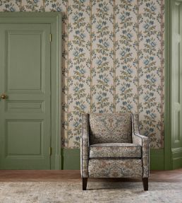 Brantwood Wool Fabric by Sanderson Stone/Mineral Blue