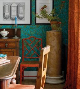 Brer Rabbit Fabric by Morris & Co Olive/Turquoise