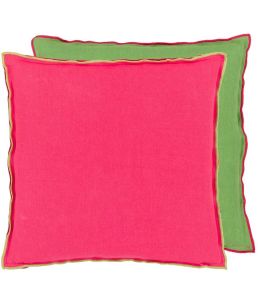 Brera Lino Cushion 43 x 43cm by Designers Guild Cerise & Grass