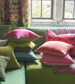 Brera Lino Cushion 43 x 43cm by Designers Guild Cerise & Grass