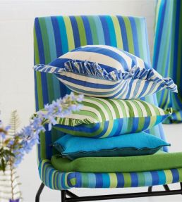 Brera Lino Cushion 43 x 43cm by Designers Guild Lagoon & Emerald
