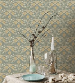 Brimble Wallpaper by Josephine Munsey Aqua