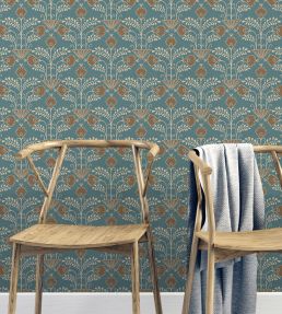 Brimble Wallpaper by Josephine Munsey Teal and Orange