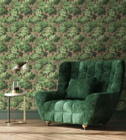 Broadhead Forest Wallpaper by Woodchip & Magnolia Grass Green/Salmon