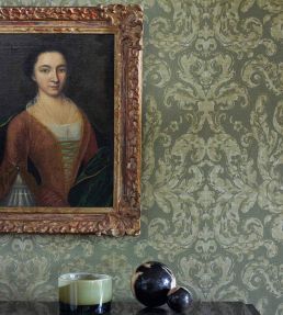 Brocatello Wallpaper by Zoffany Logwood Grey