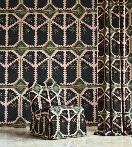 Brocha Fabric by Harlequin Blush/Charcoal