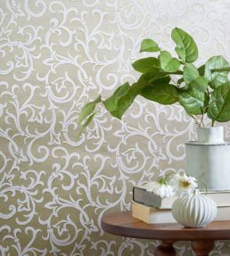Brodsworth Wallpaper by 1838 Wallcoverings Gold Metallic