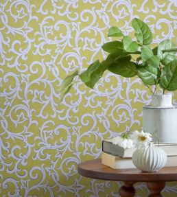 Brodsworth Wallpaper by 1838 Wallcoverings Lime Green