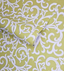 Brodsworth Wallpaper by 1838 Wallcoverings Lime Green