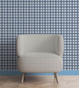 Buffalo Plaid Wallpaper by Woodchip & Magnolia Denim Blue
