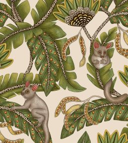 Bush Baby Wallpaper by Cole & Son Spring Green & Marigold on Stone