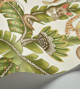 Bush Baby Wallpaper by Cole & Son Spring Green & Marigold on Stone