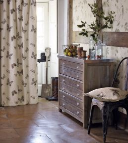 Butterfly Embroidery Fabric by Sanderson Charcoal/Walnut