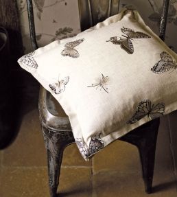 Butterfly Embroidery Fabric by Sanderson Charcoal/Walnut