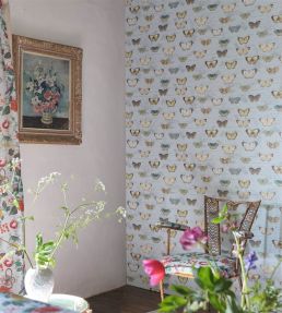 Butterfly Studies Wallpaper by Designers Guild Cloud Blue