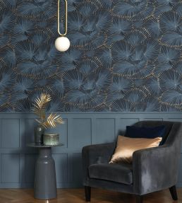 Cabaret Wallpaper by Casadeco Bleu Orage
