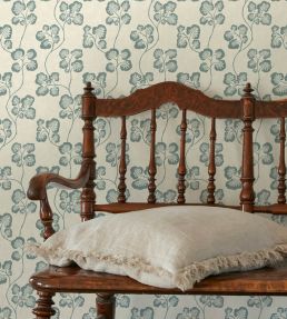 Cabbage Check Wallpaper by Josephine Munsey Osney Blue and Clarke White