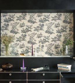 Cadence Wallpaper by Casadeco Noir Fusain