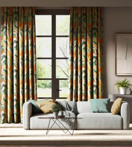 Calathea Velvet Fabric by Harlequin Azul / Onsen / French Ochre / Paprika