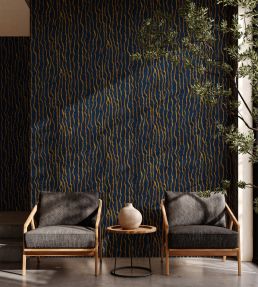 Calligraphy Wallpaper by Coordonne Lapislazuli