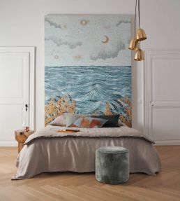 Callisto Mural by Casamance Bleu Ciel / Dore