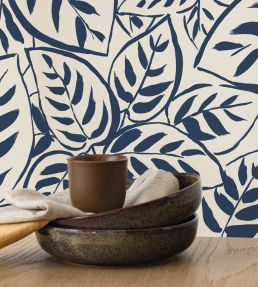 Caluna Wallpaper by Caselio Bleu nuit
