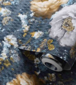 Camile Wallpaper by Clarke & Clarke Midnight/Gold