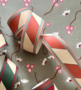 Candy Cane Border Wallpaper by Ottoline Terracotta