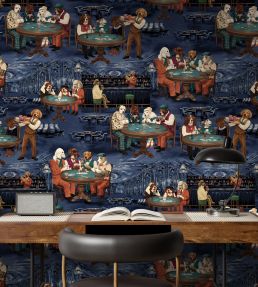 Canine Cards Wallpaper by Brand McKenzie Casino Blue