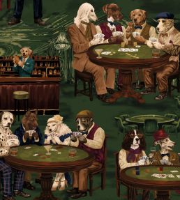 Canine Cards Wallpaper by Brand McKenzie Green Felt