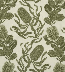 Cape Botanical Fabric by Volga Linen Botanical Green/Oyster