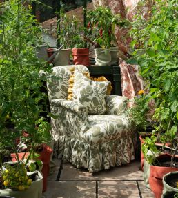 Cape Botanical Fabric by Volga Linen Botanical Green/Oyster