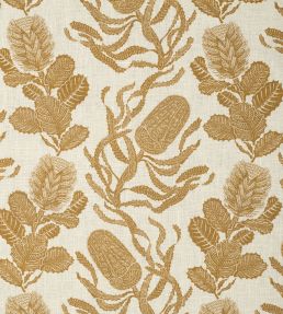 Cape Botanical Fabric by Volga Linen Old Gold/Oyster