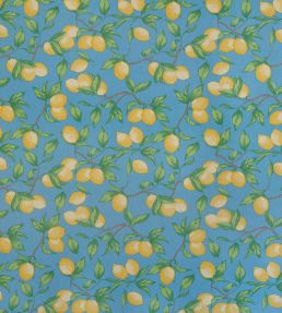 Capri Lemon Fabric by Barneby Gates Azure Blue