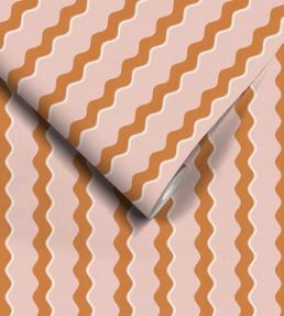Cari Wave Wallpaper by Woodchip & Magnolia Gorse/Pink Cloud