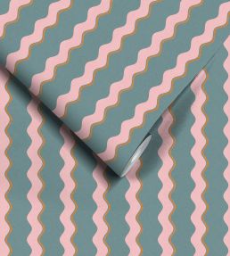 Cari Wave Wallpaper by Woodchip & Magnolia Marine Blue