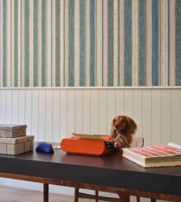 Carskiey Broad Stripe Wallpaper by Fermoie Red/Teal