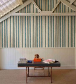 Carskiey Broad Stripe Wallpaper by Fermoie Red/Teal