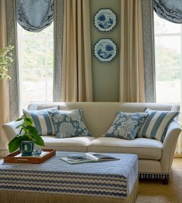 Cartouche Fabric by James Hare Victoria Blue