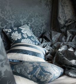 Cartouche Fabric by James Hare Victoria Blue