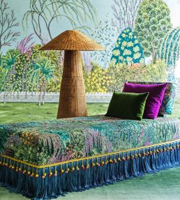 Cascade Velvet Fabric by Cole & Son Leaf Green