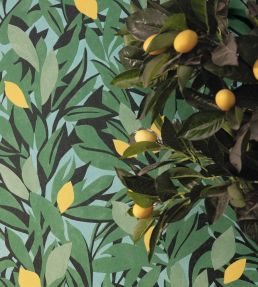 Cassis Wallpaper by Caselio Vert Feuille Jaune