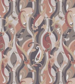 Castillo Wallpaper by Osborne & Little Charcoal/Terracotta