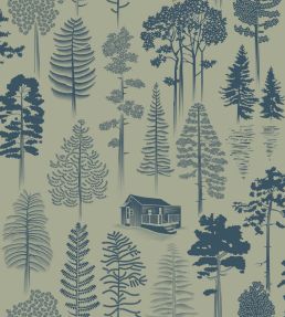 Catskills Wallpaper by Mini Moderns Blue Lichen