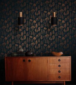 Catskills Wallpaper by Mini Moderns Midnight & Copper