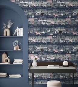 Catwalk Wallpaper by Brand McKenzie Deep Blue