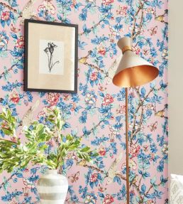 Caverley Wallpaper by Sanderson Indigo Blue/Rowan Berry