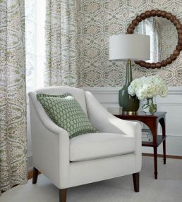 Cecilia Wallpaper by Anna French Green and Beige